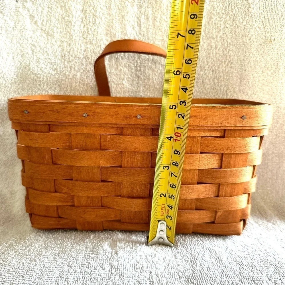 Longaberger Medium Key Basket 1991 Wall Hanging Leather Handle Handwoven USA